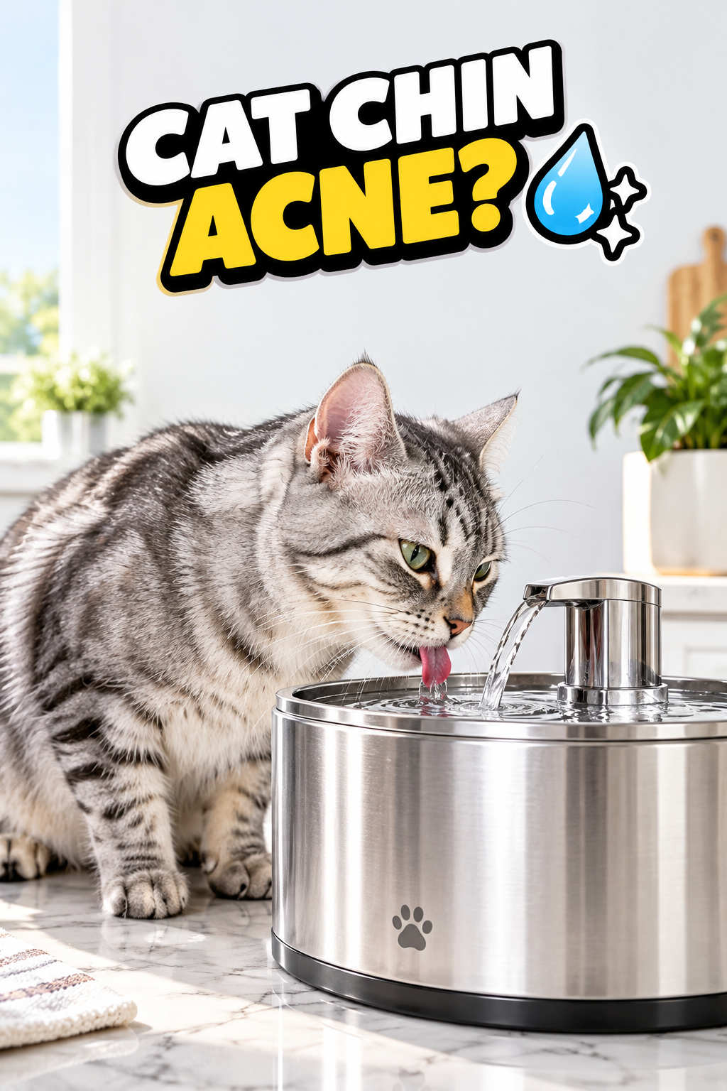 do stainless steel water fountains prevent feline chin acne